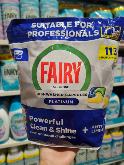 Fairy Platinum Professional Dishwasher Capsules Lemon 113pk