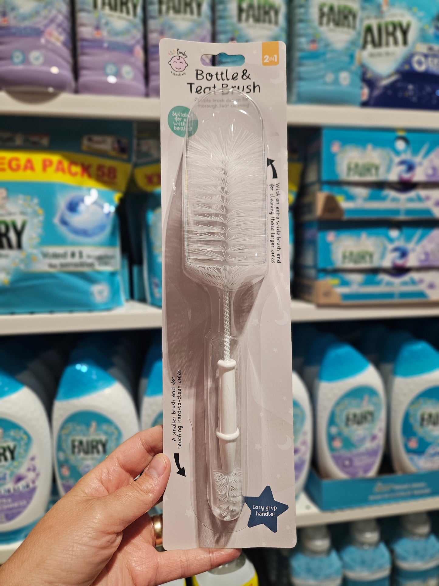 123 Baby 2-in-1 Bottle & Teat Brush 26cm Div.Farger
