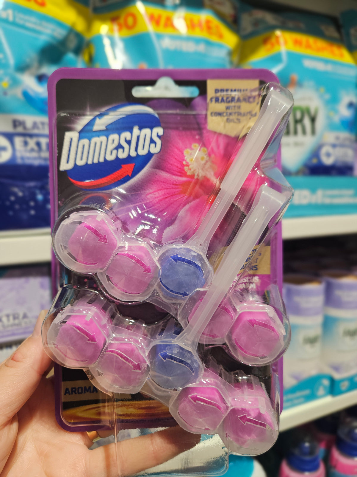 Domestos Power 5 Toilet Rim Block Aroma Lux Hibiscus 2x50g