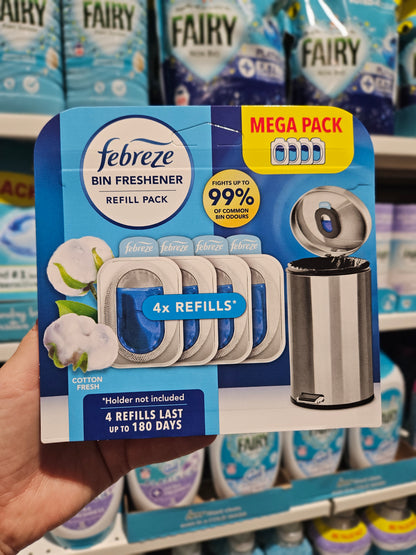 Febreze Bin Freshener Refill Pack Cotton Fresh 4pk