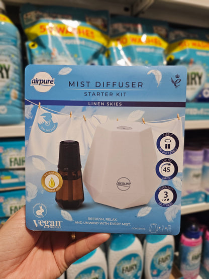 Airpure Mist Diffuser Starter Kit Linen Skies 20ml