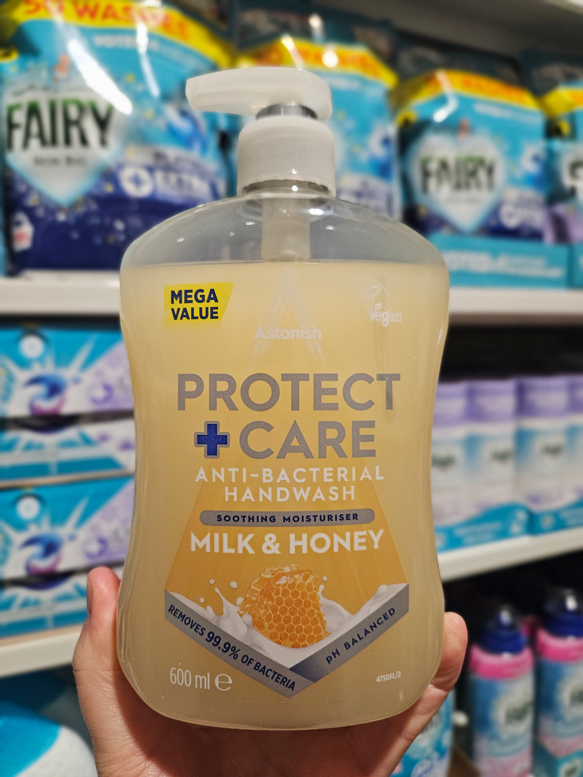 Astonish Protect + Care Hand Wash Milk & Honey 600ml