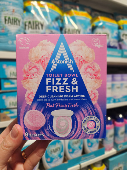 Astonish Fizz & Fresh Toilet Bowl Cleaner Tablets Peony Fresh 8pk