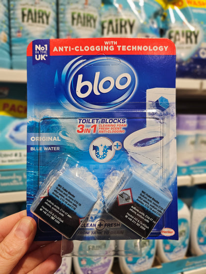 Bloo 3in1 Toilet Cistern Blocks Original Blue 2x50g