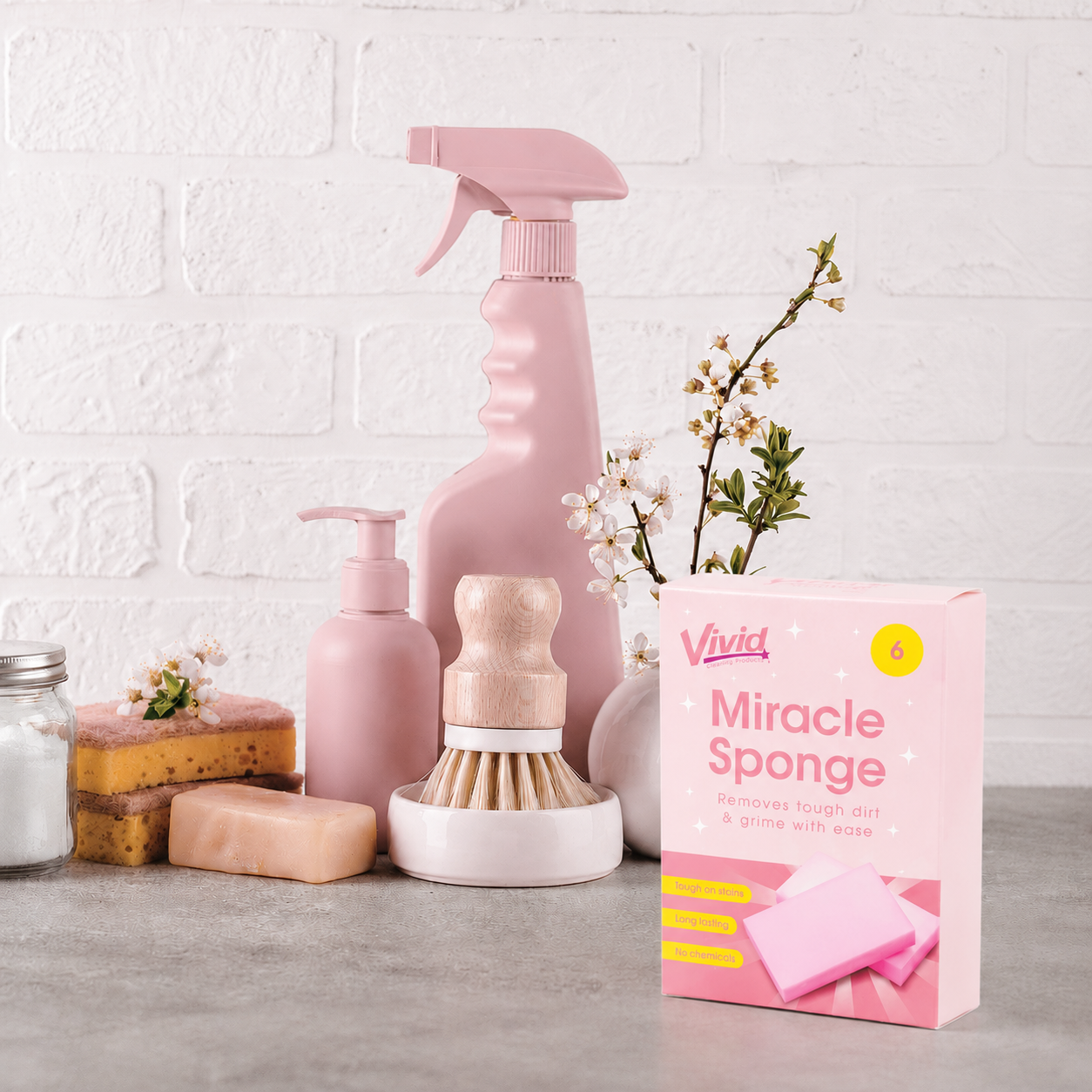 Vivid Pink Miracle Sponge 6pk