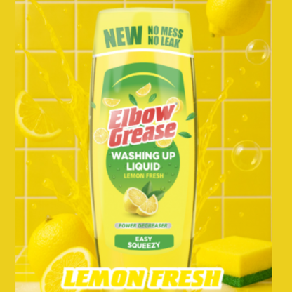 Elbow Grease Easy Squeezy Washing Up Liquid Lemon Fresh 450ml