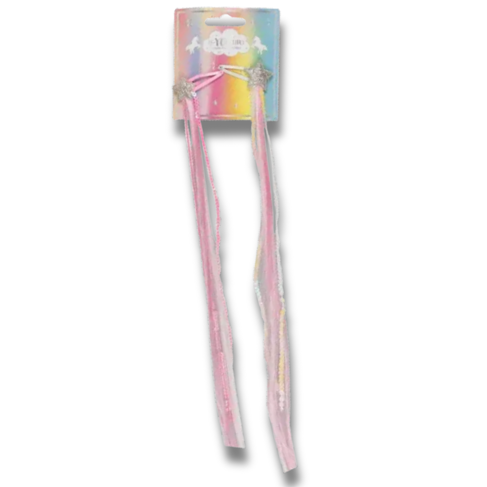 BE-YOU-TIFUL Rainbow Hårspenner med Hårextensions til Barn 2pk