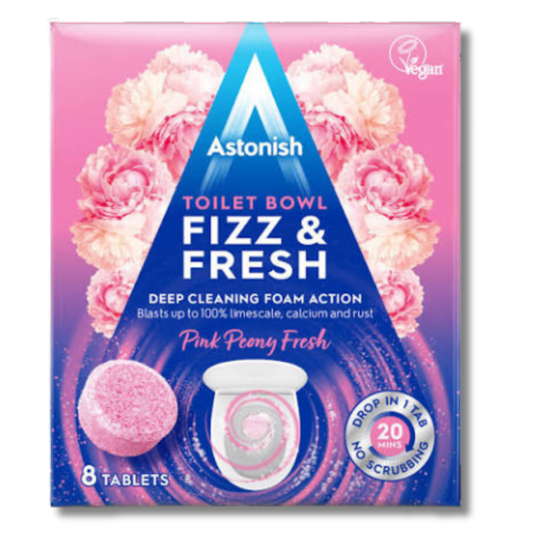Astonish Fizz & Fresh Toilet Bowl Cleaner Tablets Peony Fresh 8pk