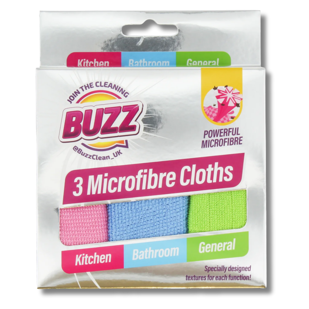Buzz Microfibre Cloths 3pk