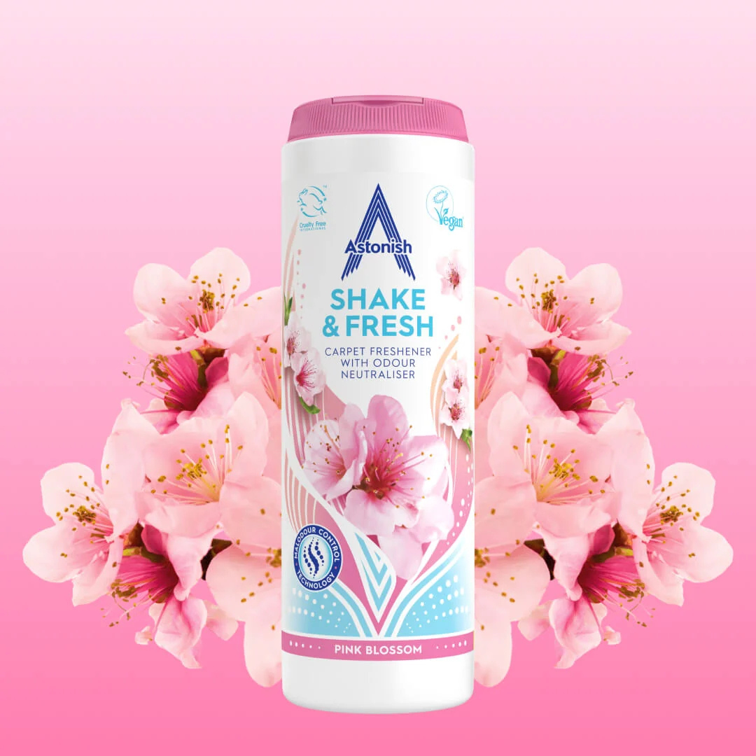Astonish Shake & Fresh Carpet Freshener Pink Blossom 350g