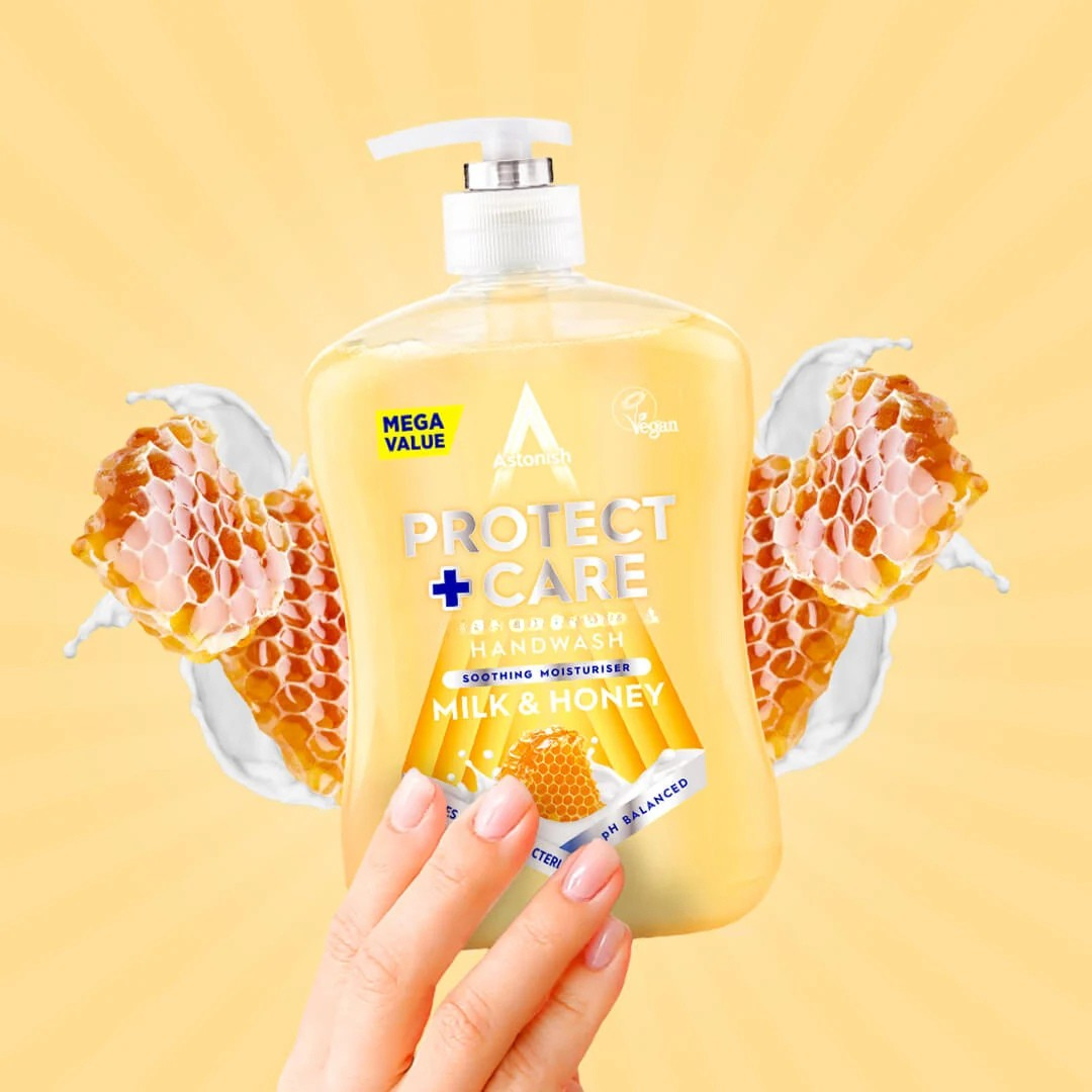 Astonish Protect + Care Hand Wash Milk & Honey 600ml