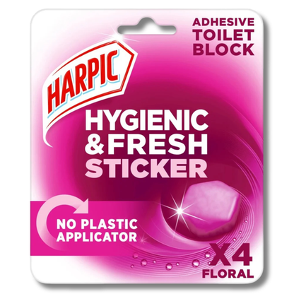 Harpic Hygienic & Fresh Sticker Toilet Block Floral 4x12g