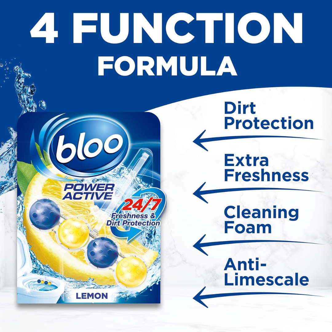 Bloo Power Active Toilet Rim Block Lemon 3x50g