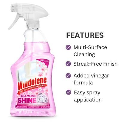 Windolene Diamond Shine Glass Cleaner Spray Pink Floral 750ml
