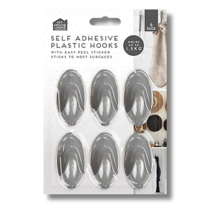 My House & Home Selvklebende Plastkroker 6pk