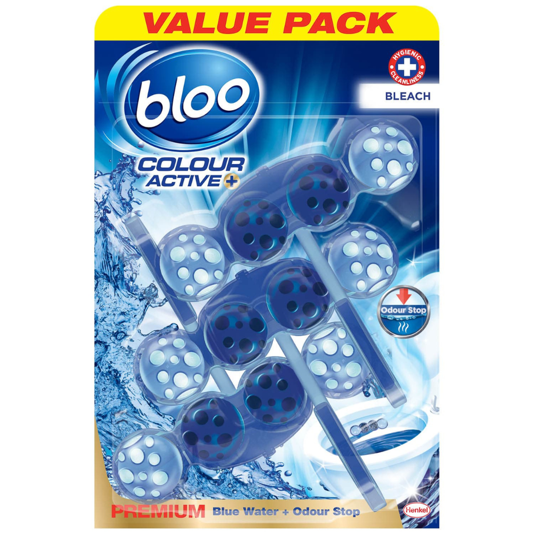 Bloo Colour Active+ Toilet Rim Block Bleach 3x50g