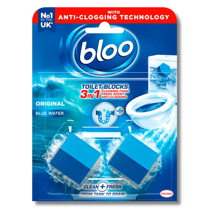 Bloo 3in1 Toilet Cistern Blocks Original Blue 2x50g