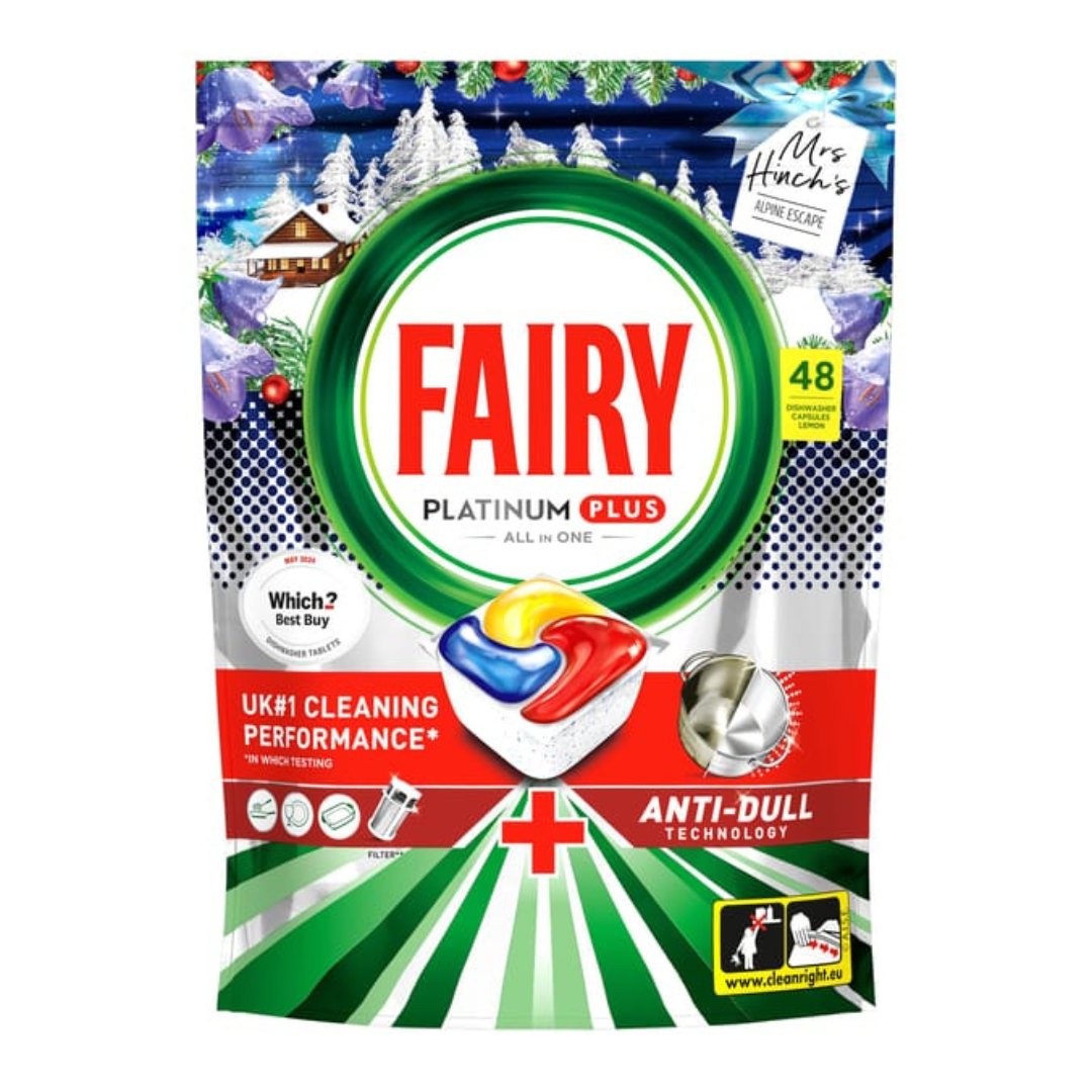 Fairy Platinum Plus All in One Dishwasher Capsules Mrs. Hinch's Alpine Escape 48w