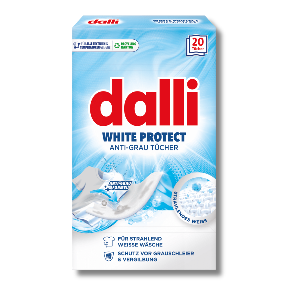 Dalli Black Protect Fargefangende Vaskeark for Hvitt Tøy 20 stk