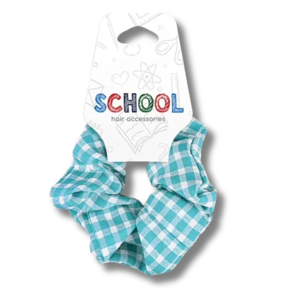 School Hair Accessories Rutete Scrunchie Hårstrikk 1pk Div.Farger