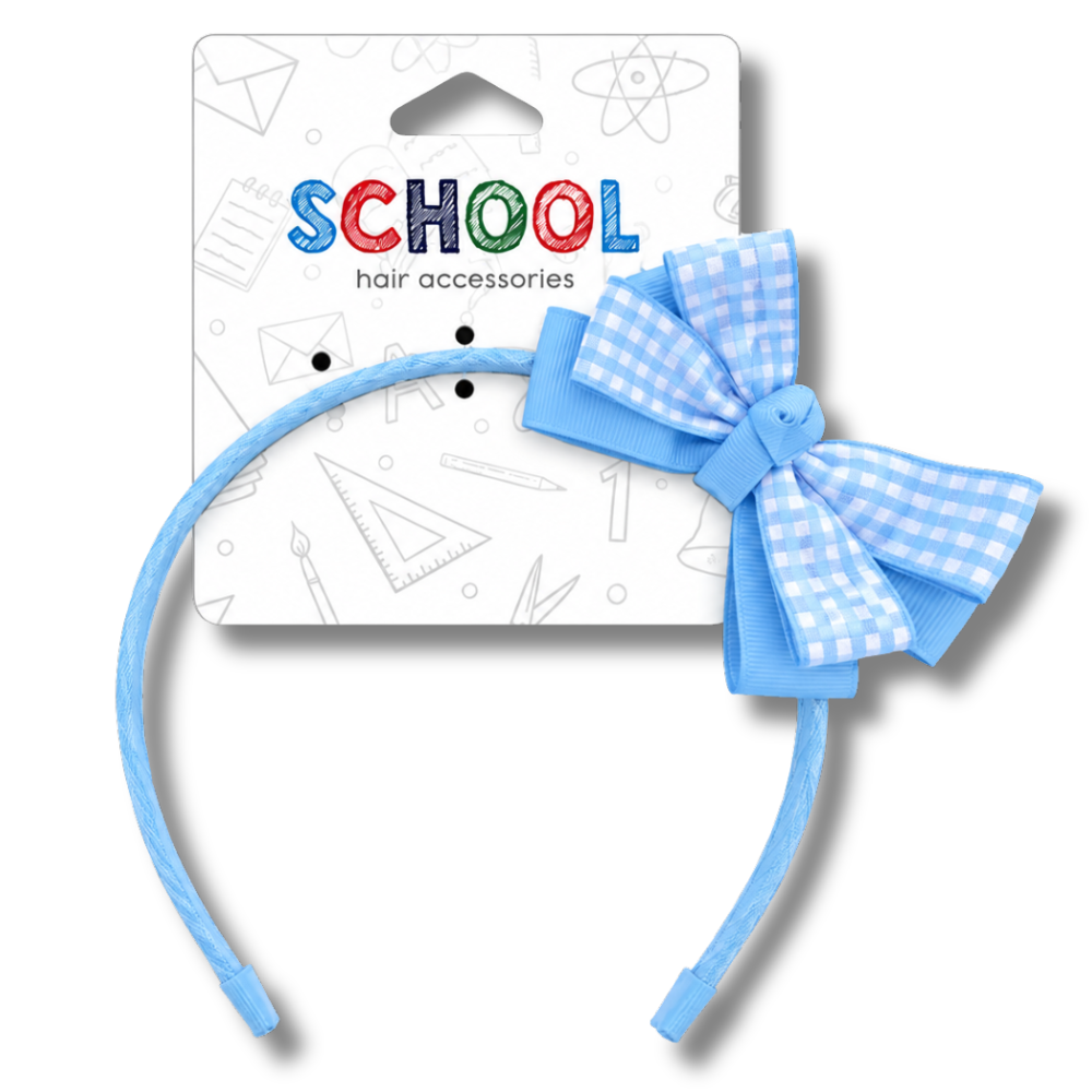 School Hair Accessories Hårbøyle med Rutete Sløyfe 1pk Div.Farger