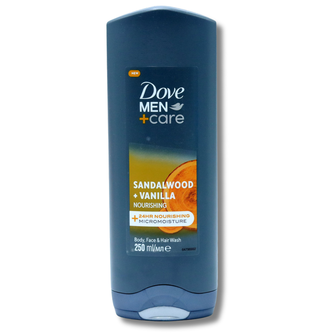 Dove Men+Care Sandalwood + Vanilla Body, Face & Hair Wash 250ml