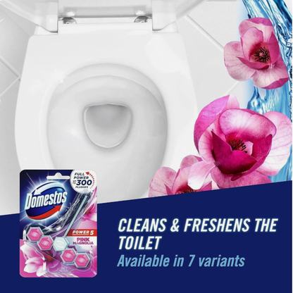 Domestos Power 5 Toilet Rim Block Pink Magnolia 55g