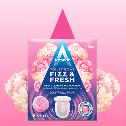Astonish Fizz & Fresh Toilet Bowl Cleaner Tablets Peony Fresh 8pk