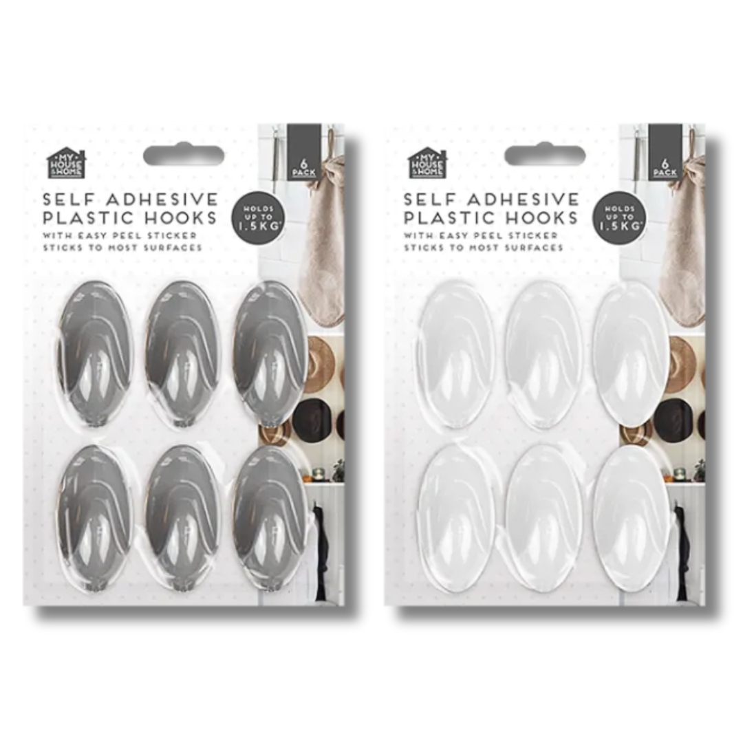 My House & Home Selvklebende Plastkroker 6pk