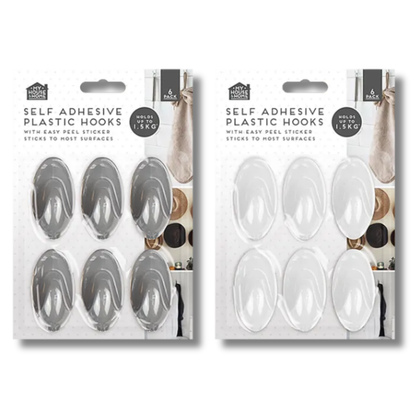 My House & Home Selvklebende Plastkroker 6pk