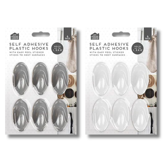 My House & Home Selvklebende Plastkroker 6pk