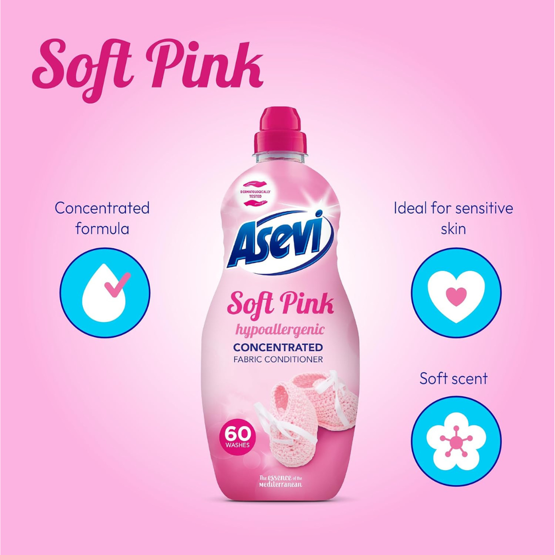 Asevi 60w 1380ml Fabric Conditioner Soft Pink