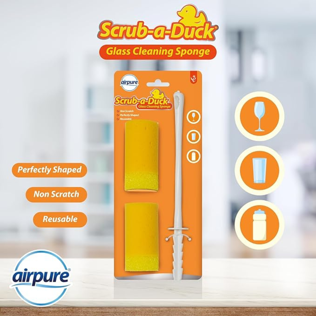 Airpure Scrub-a-Duck Glass Cleaning Sponge w/Handle