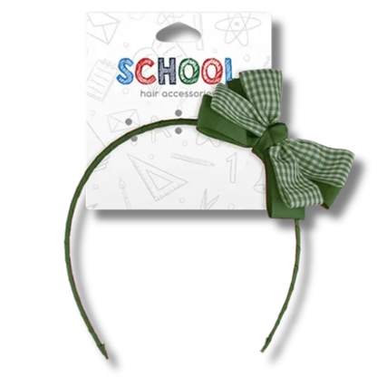School Hair Accessories Hårbøyle med Rutete Sløyfe 1pk Div.Farger