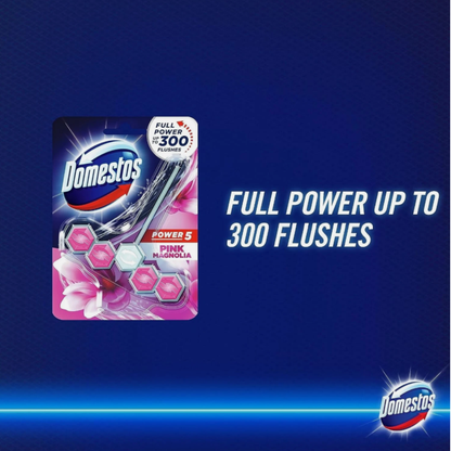 Domestos Power 5 Toilet Rim Block Pink Magnolia 55g