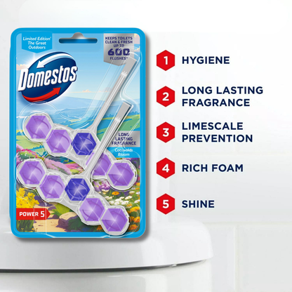 Domestos Power 5 Toilet Rim Block Cotswolds Bloom Limited Edition 2x50g