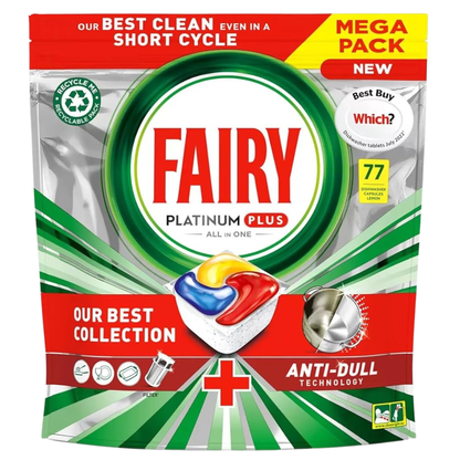 Fairy Platinum Plus All in One Dishwasher Capsules Nordic Sky 77w