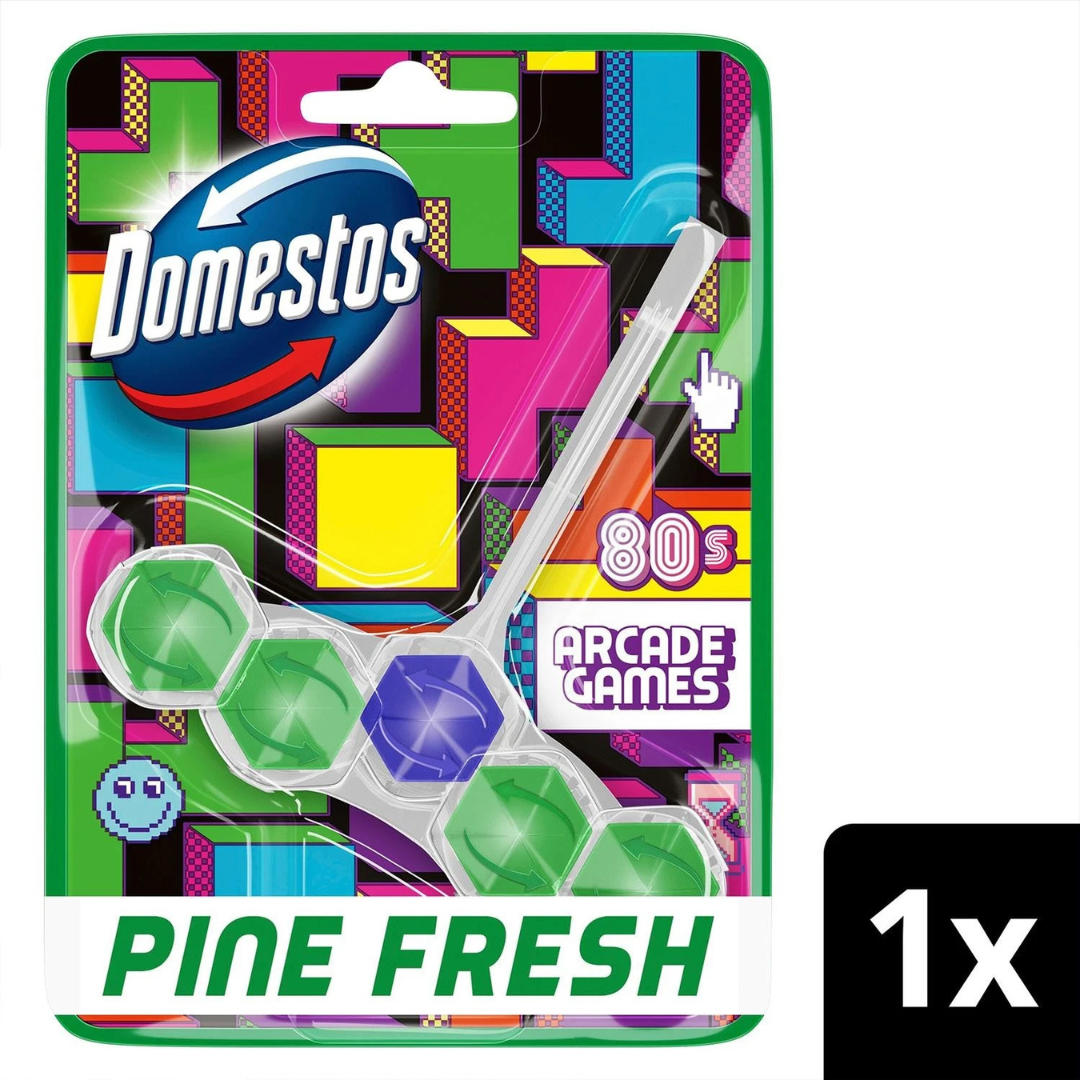 Domestos Power 5 Toilet Block Pine Fresh '80 Arcade Games Edition