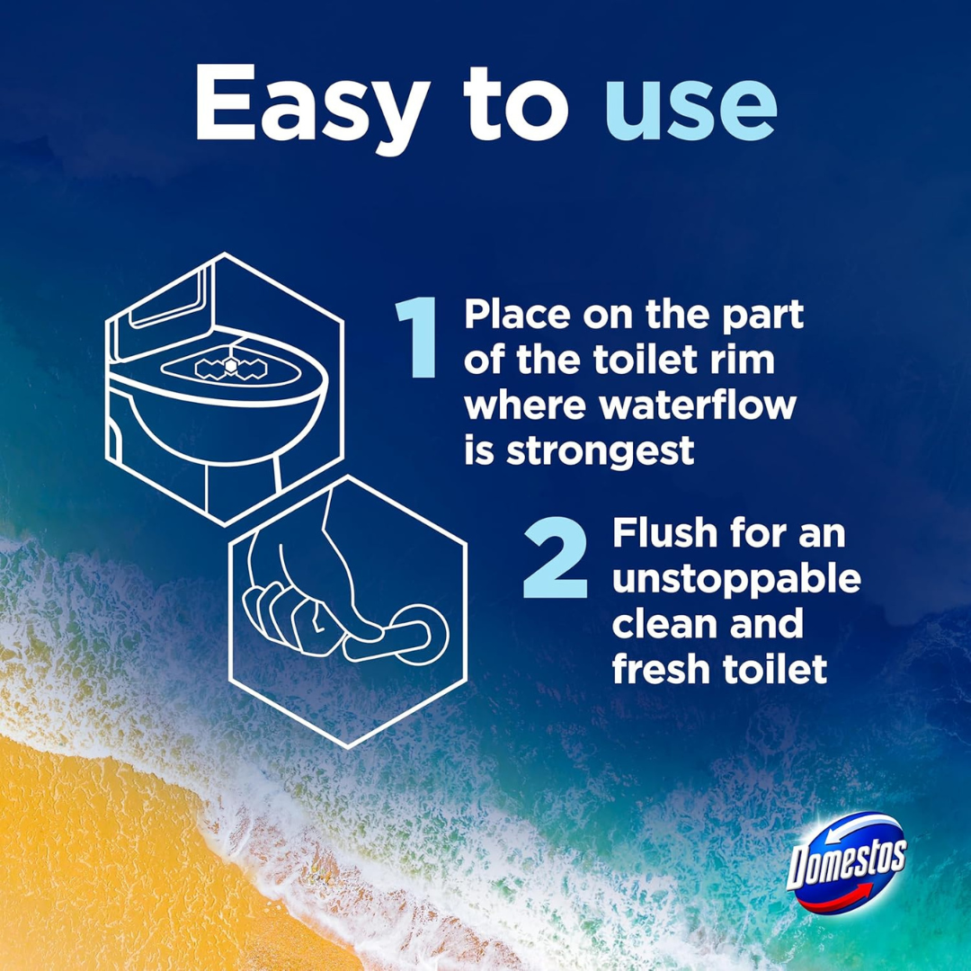 Domestos Power 5 Toilet Block Ocean 3pk