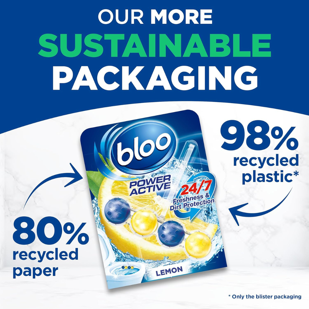 Bloo Power Active Toilet Rim Block Lemon 3x50g