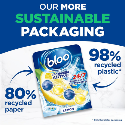 Bloo Power Active Toilet Rim Block Lemon 3x50g