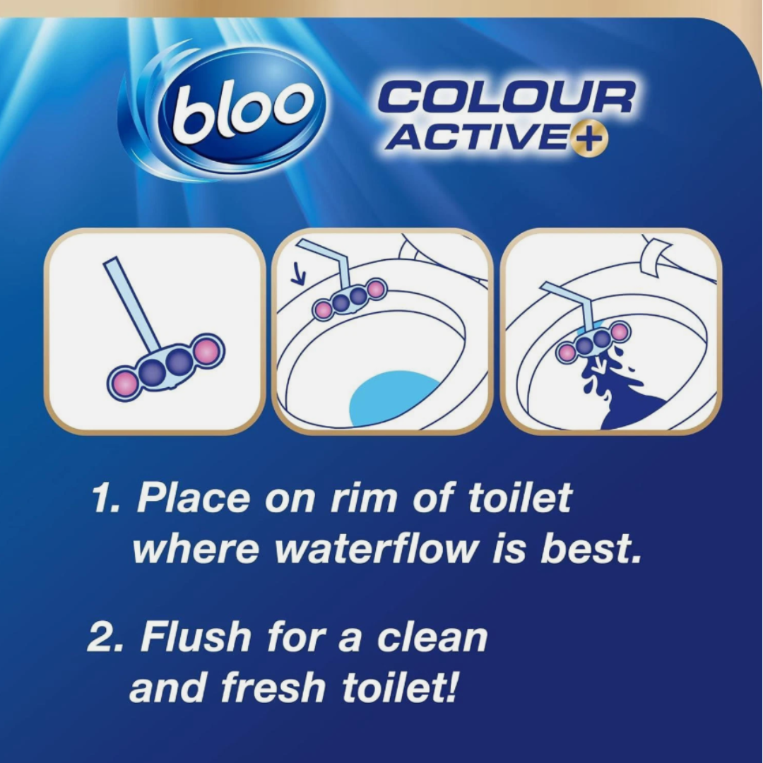 Bloo Colour Active+ Toilet Rim Block Fresh Flowers 3x50g