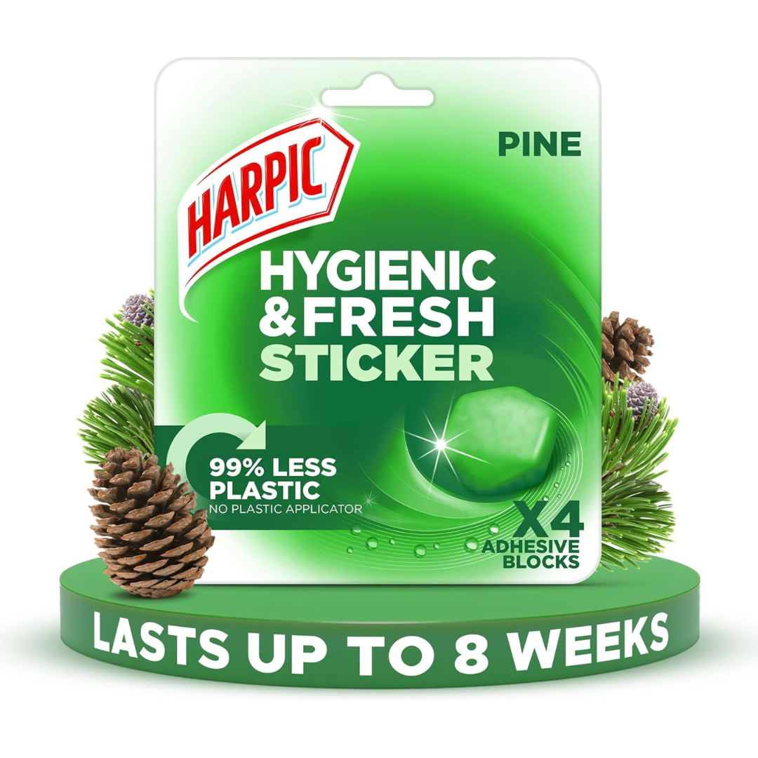 Harpic Hygienic & Fresh Sticker Toilet Block Pine 4x12g