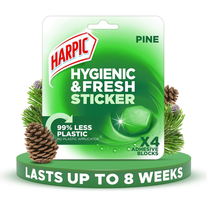 Harpic Hygienic & Fresh Sticker Toilet Block Pine 4x12g