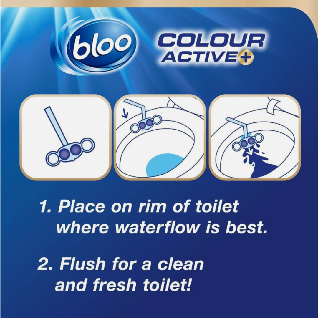 Bloo Colour Active+ Toilet Rim Block Bleach 3x50g