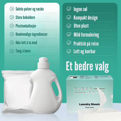 Flekkfritt Tøyvaskeark Pure Linen 50 ark <100 vask