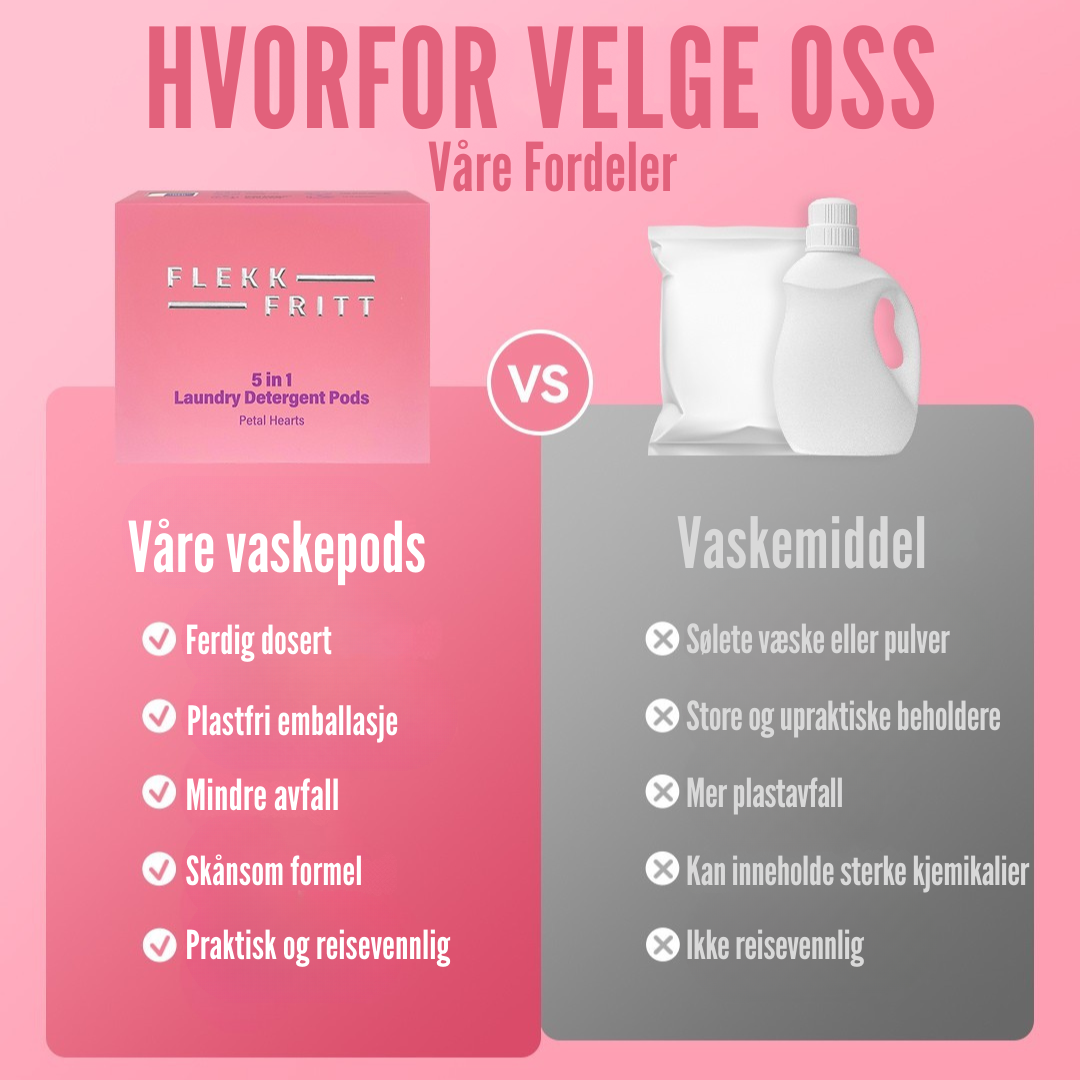 Flekkfritt 5 i 1 Vaskemiddel Pods Petal Hearts 40 stk