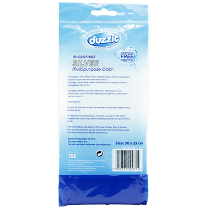 Duzzit Microfibre Silver Multipurpose Cloth 30x25cm