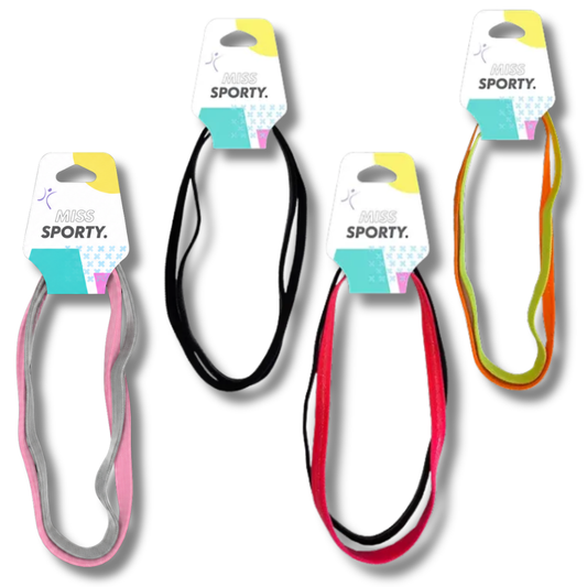 Miss Sporty Elastiske Hårbånd med Silikonstripe 2pk Div.Farger