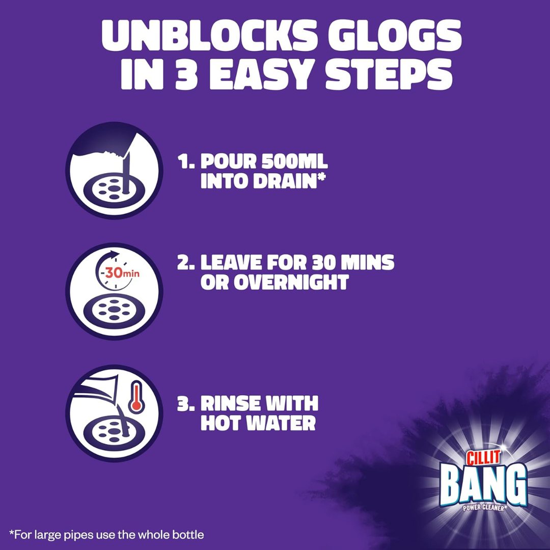 Cillit Bang Power Cleaner Drain Hair Unblocker 1L